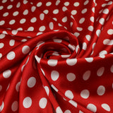 6 COLOURS - Spotted Polka Dot Printed Satin Dress Fabric Blouses Skirts 42" Wide