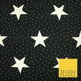 Black with White Stars Small Dots Print Soft Touch Stretch Jersey Fabric 56"6664