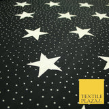 Black with White Stars Small Dots Print Soft Touch Stretch Jersey Fabric 56"6664