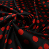 6 COLOURS - Spotted Polka Dot Printed Satin Dress Fabric Blouses Skirts 42" Wide