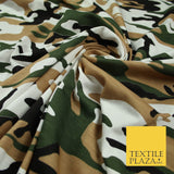 2 COLOURS Camouflage Print Soft Stretch Jersey Fabric 56"