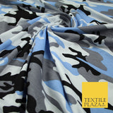 2 COLOURS Camouflage Print Soft Stretch Jersey Fabric 56"