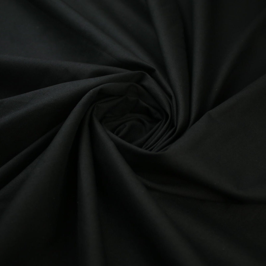 BLACK Premium Plain WASHED 100% COTTON POPLIN Fabric Dress Craft 57" Wide 9802