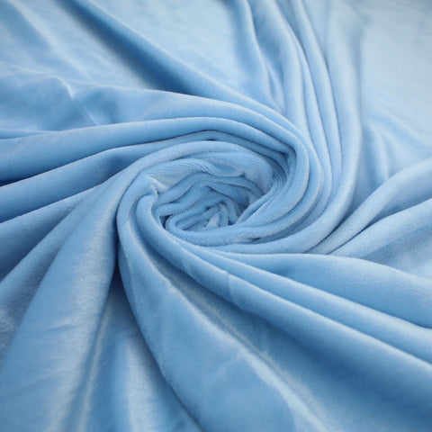 SKY BLUE Plain Soft Velvet Velour Fabric Stretch Dress Material 64" WIDE 9789