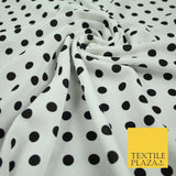 White with Black Polka Dot Print Soft Touch Stretch Jersey Fabric 56" 6630