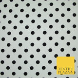 White with Black Polka Dot Print Soft Touch Stretch Jersey Fabric 56" 6630