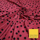 Red with Black Scattered Polka Dot Print Soft Stretch Jersey Fabric 56" 6631