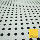 White with Black Polka Dot Print Soft Touch Stretch Jersey Fabric 56" 6630