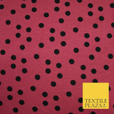 Red with Black Scattered Polka Dot Print Soft Stretch Jersey Fabric 56" 6631