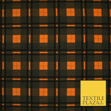 Orange Bottle Green Check Print Soft Touch Stretch Jersey Fabric 56" 6613