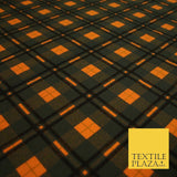 Orange Bottle Green Check Print Soft Touch Stretch Jersey Fabric 56" 6613