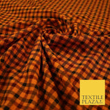 Orange Black Mini Check Print Halloween Soft Stretch Jersey Fabric 56" 6607