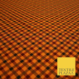 Orange Black Mini Check Print Halloween Soft Stretch Jersey Fabric 56" 6607