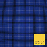 Royal Blue Check Tartan Print Soft Touch Stretch Jersey Fabric 56" 6604