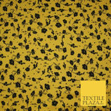 Mustard Ochre Black Ditsy Floral Print Soft Touch Stretch Jersey Fabric 56" 6736