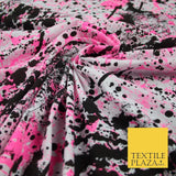 Pink Black White Paint Splatter Print Soft Touch Stretch Jersey Fabric 56" 6589