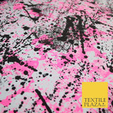 Pink Black White Paint Splatter Print Soft Touch Stretch Jersey Fabric 56" 6589