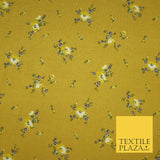 Mustard Ochre Ditsy Floral Printed Soft Touch Stretch Jersey Fabric 56" 6742