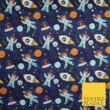 Space Galaxy Fox Alien Stars Planets 100% Digital Cotton Kids Fabric 10131