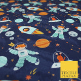 Space Galaxy Fox Alien Stars Planets 100% Digital Cotton Kids Fabric 10131