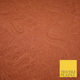 Rust Orange Self Print Embossed Paisley Stretch Jersey Fabric 56" 9275