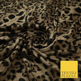 Taupe & Black Leopard Crushed Stretch Plain Satin Fabric Material Dress 60" 9273