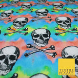 Skull Cross Bone Tie-Dye Halloween 100% Pure Cotton Printed Fabric 58" 10201