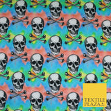 Skull Cross Bone Tie-Dye Halloween 100% Pure Cotton Printed Fabric 58" 10201