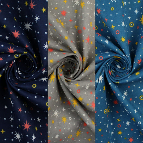 Starry Night Sparkle Stars Brushed Cotton Winceyette Fabric Flannel