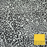 White Black & Grey Animal Inspired Spot Print Soft Stretch Jersey Fabric 56"6689