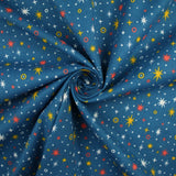 Starry Night Sparkle Stars Brushed Cotton Winceyette Fabric Flannel