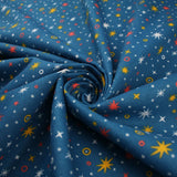 Starry Night Sparkle Stars Brushed Cotton Winceyette Fabric Flannel