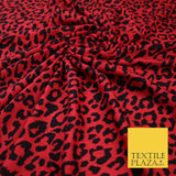 Red with Black Animal Spot Print Soft Stretch Jersey Fabric 56" 6685