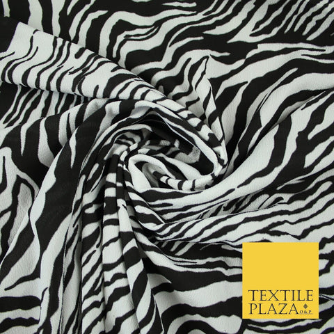 White & Black Zebra Stripe Print Soft Stretch Jersey Fabric 56" 6687