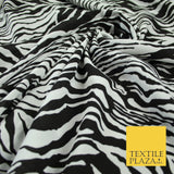 White & Black Zebra Stripe Print Soft Stretch Jersey Fabric 56" 6687