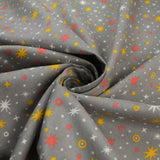 Starry Night Sparkle Stars Brushed Cotton Winceyette Fabric Flannel