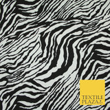 White & Black Zebra Stripe Print Soft Stretch Jersey Fabric 56" 6687