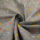 Starry Night Sparkle Stars Brushed Cotton Winceyette Fabric Flannel