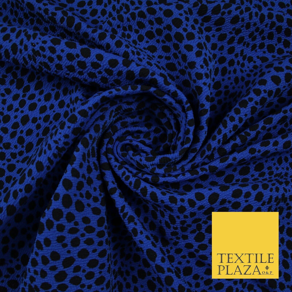 Royal Blue with Black Leopard Spots Print Soft Stretch Jersey Fabric 56" 6673