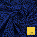 Royal Blue with Black Leopard Spots Print Soft Stretch Jersey Fabric 56" 6673