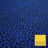 Royal Blue with Black Leopard Spots Print Soft Stretch Jersey Fabric 56" 6673