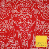 Red with White Large Paisley Print Soft Stretch Jersey Fabric 56" 6670