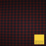 Angus Inspired Tartan Check Navy Red Poly Viscose Fabric 58" 10186