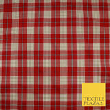 RED BEIGE TARTAN CHECK Irvine Inspired Poly Viscose Fabric 58" Dress 10180