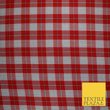 RED WHITE TARTAN CHECK Irvine Inspired Poly Viscose Fabric 58" Craft Dress 10176