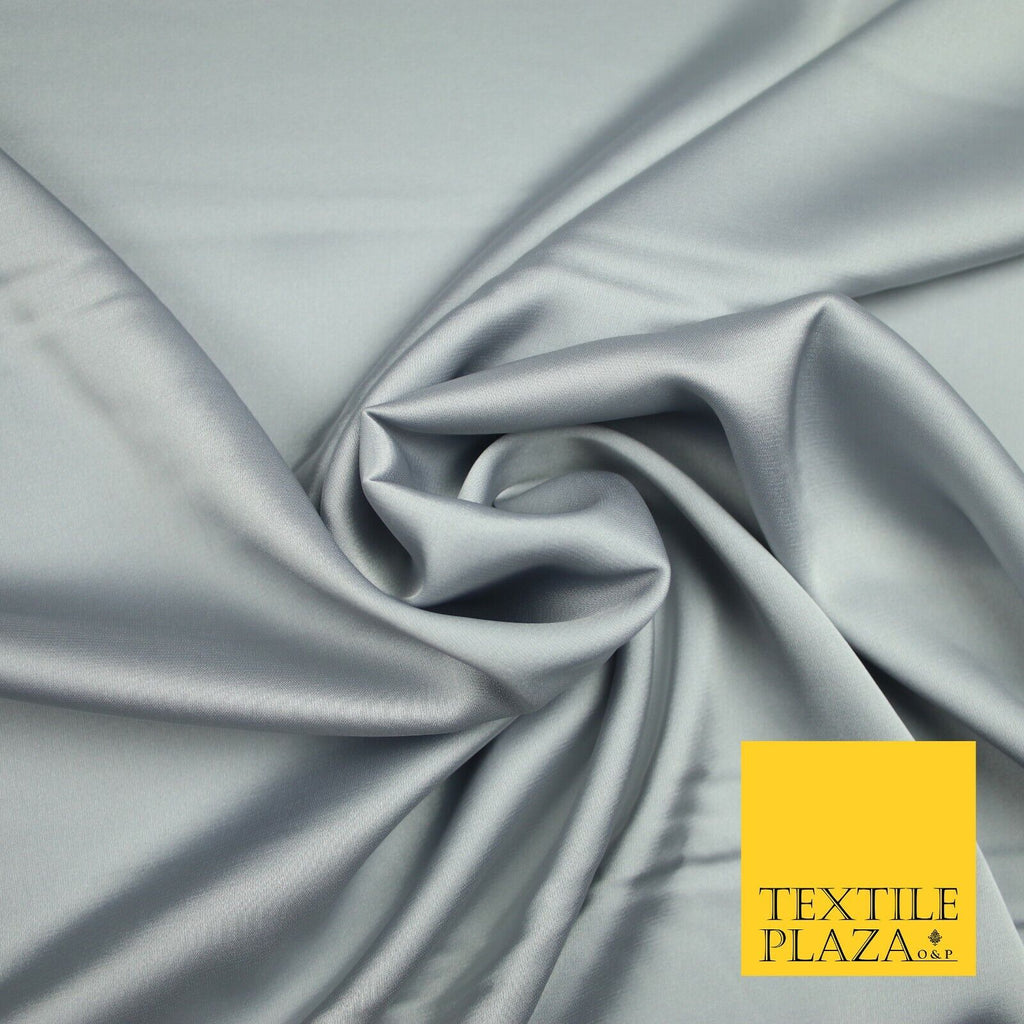 SILVER GREY Fine Silky Smooth Liquid Sateen Satin Dress Fabric Drape Lining Material 6991