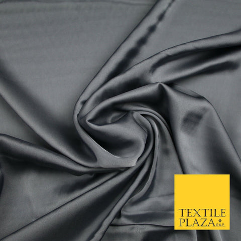 STEEL GREY  Fine Silky Smooth Liquid Sateen Satin Dress Fabric Drape Lining Material 6989