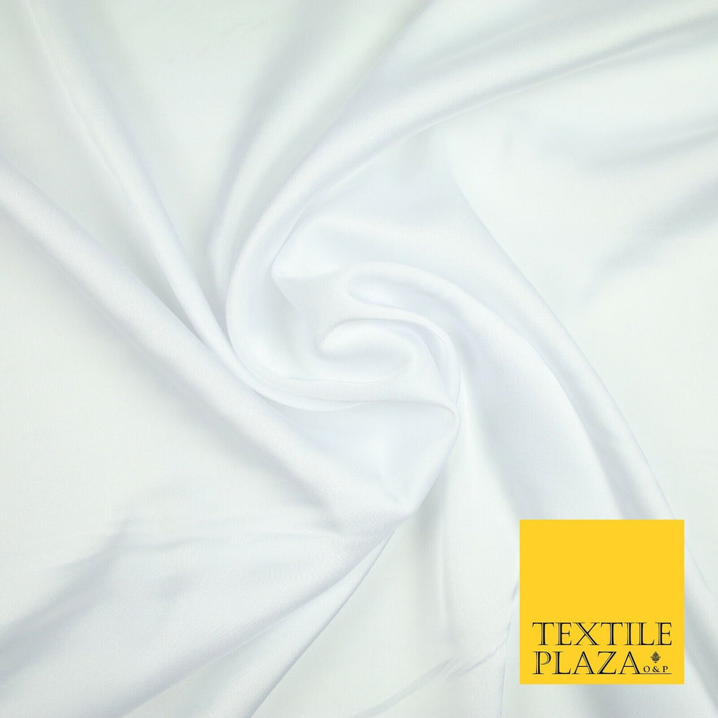 WHITE Fine Silky Smooth Liquid Sateen Satin Dress Fabric Drape Lining Material 6995