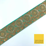 Jade Green Ornate Fancy Flower Zari Sequin Trimming Border Indian Ethnic (X63)