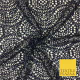 NAVY BLUE Silver Foil Stretch Lace - Party Fabric Dress Fashion Material - 2310